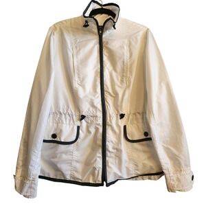 Jones NY Windbreaker Womens M White Excellent Drawstring Waist Utility Coat